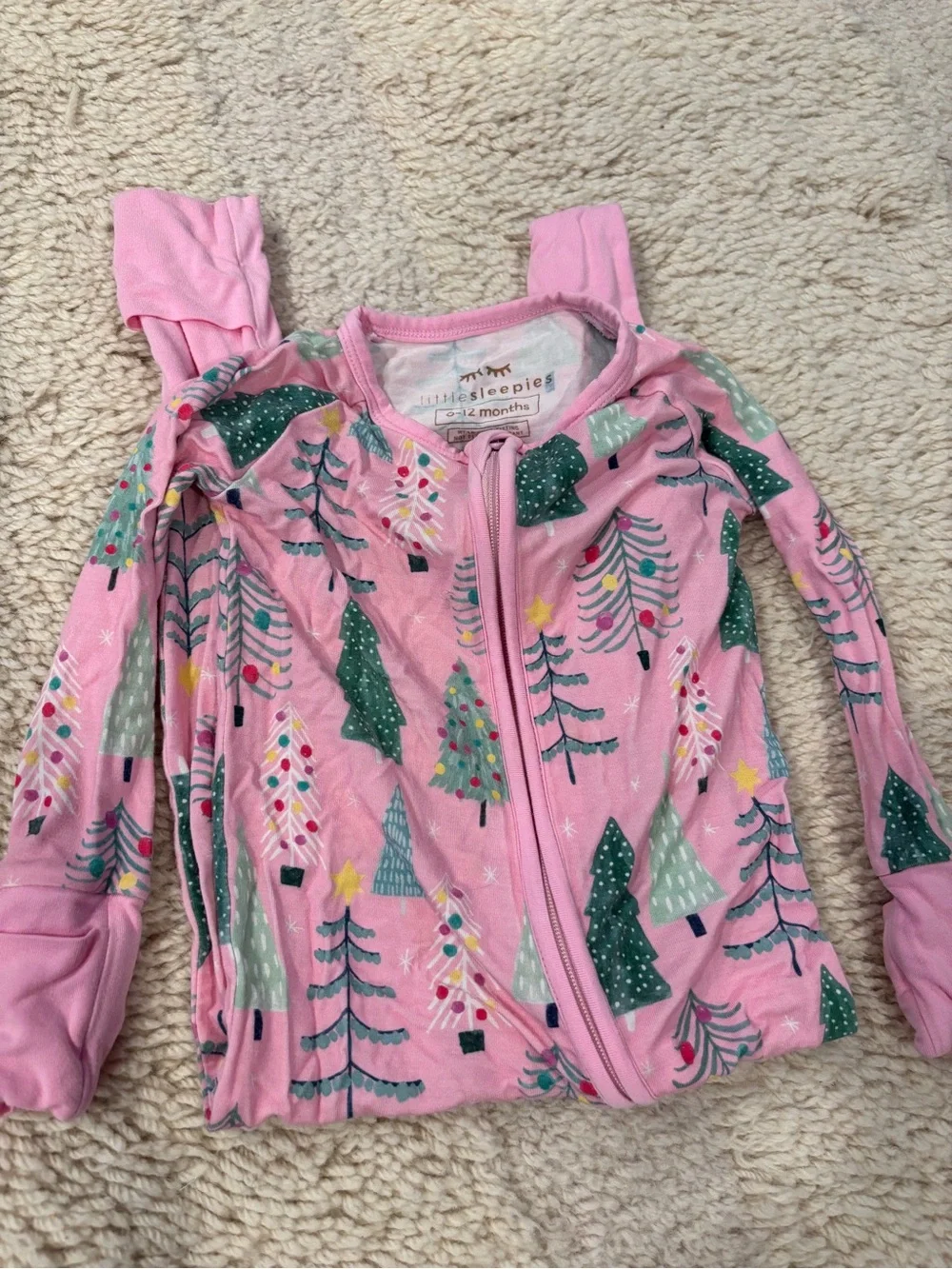 Little Sleepies Pink Twinkling Trees Zippy 6-12 Months